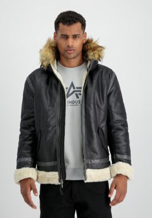 Alpha Industries Lederjacke »Alpha Industries Men - Leather & Faux Jackets B3 FL Hooded«