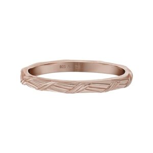CAÏ Fingerring »925 Silber rosévergoldet Flechtoptik Stacking«