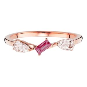 CAÏ Fingerring »925 Silber rot vergoldet Rhodolith Rosenquarz«