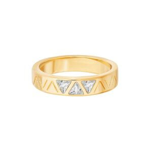 CAÏ Fingerring »925 Sterling Silber gelb vergoldet mit Zirkonia Dreiecken«