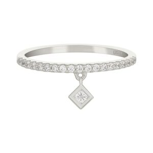 CAÏ Fingerring »925 Sterling Silber rhodiniert Anhänger Raute Zirkonia«