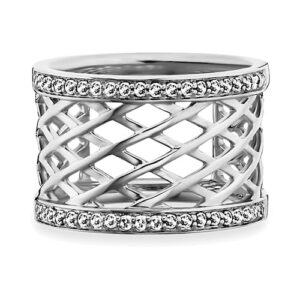 CAÏ Fingerring »925/- Sterling Silber rhodiniert Topas Gitterstruktur«