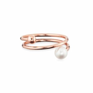 CAÏ Fingerring »925/- Sterling Silber rotvergoldet Perle«
