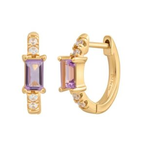 CAÏ Paar Creolen »925 Sterling Silber vergoldet mit lila Amethyst«
