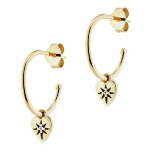 CAÏ Paar Creolen »925/- Sterling Silber vergoldet Zirkonia Herz«