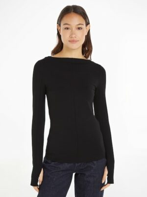 Calvin Klein Langarmshirt »SMOOTH COTTON STRETCH SLASH TOP«