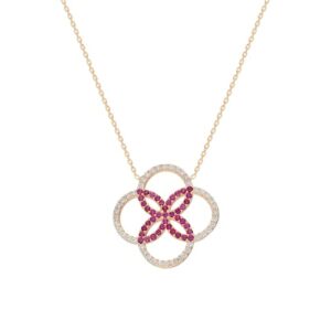 dKeniz Collierkettchen »925 Sterling Silber vergoldet rot Glänzend 42+3cm Zirkonia Weiß«