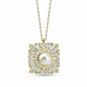 dKeniz Kette mit Anhänger »925/- Sterling Silber vergoldet karree Perle«