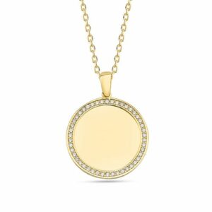 dKeniz Kette mit Anhänger »925/- Sterling Silber vergoldet Kreis Plättchen«