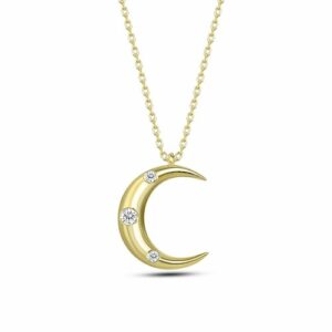dKeniz Kette mit Anhänger »925/- Sterling Silber vergoldet Mond Silberkette«