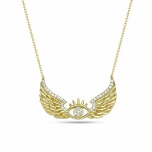dKeniz Kette mit Anhänger »925/- Sterling Silber vergoldet Nazar-Flügel-Kette«