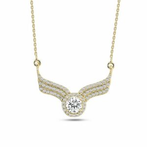 dKeniz Kette mit Anhänger »925/- Sterling Silber vergoldet Solitär Flügel Kette«