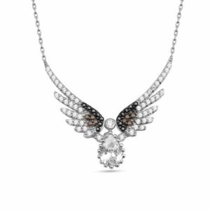 dKeniz Kette mit Anhänger »925/- Sterling Silber Zirkonstein & Engel Silberkette«