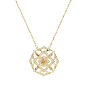 dKeniz Kette mit Anhänger »Mandala 8-Eck 925/- Sterling Silber vergoldet Zirkonia Weiß«