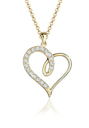 Elli Collierkettchen »Herz Kristalle 925 Sterling Silber«