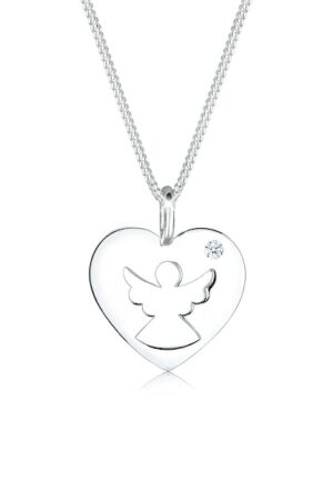 Elli DIAMONDS Collierkettchen »Herz Schutzengel Diamant (0.03 ct.) Silber«