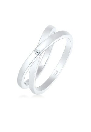 Elli DIAMONDS Diamantring »Wickelring Cross Diamant (0.015 ct.) 925 Silber«