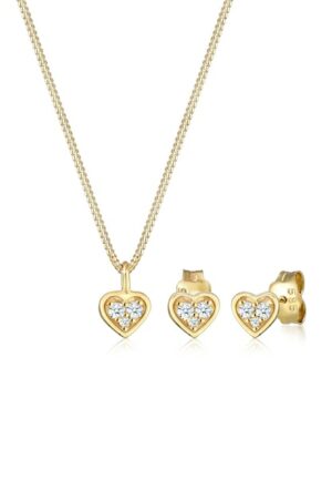 Elli DIAMONDS Schmuckset »Herz Liebe Valentin Diamant (0.105ct) 585 Gelbgold«