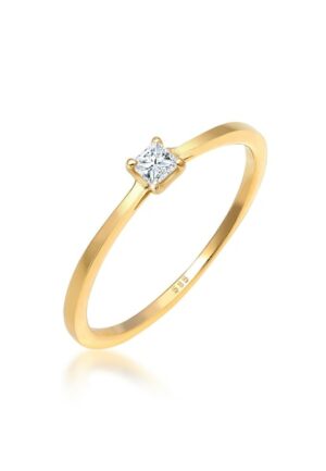 Elli DIAMONDS Verlobungsring »Prinzessschliff Diamant (0.1 ct) 585 Gelbgold«
