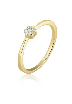 Elli DIAMONDS Verlobungsring »Verlobung Blume Diamant (0.045 ct.) 375 Gelbgold«