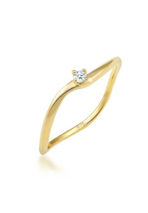 Elli DIAMONDS Verlobungsring »Verlobung Welle Diamant (0.03 ct.) 375 Gelbgold«
