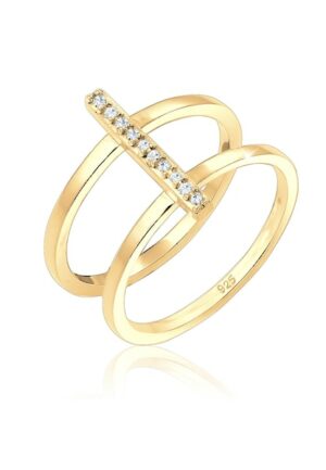 Elli Fingerring »Doppelring Geo Kristalle 925er Silber«