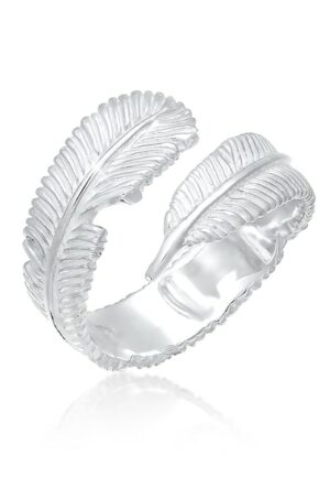 Elli Fingerring »Offen mit Feder Design 925 Silber«