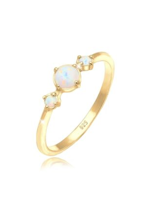 Elli Fingerring »Opal Rund Trio Vintage 925er Silber«