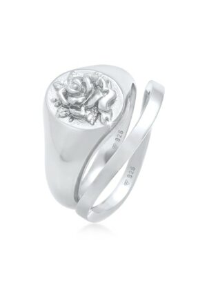 Elli Fingerring »Siegelring Rose Basic Ring 2er Set 925 Silber«