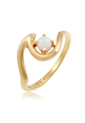Elli Fingerring »Welle Wave Maritim Synthetischer Opal 925 Silber«
