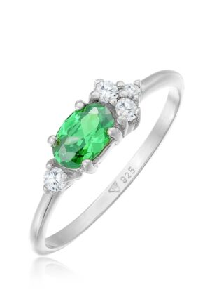 Elli Fingerring »Zirkonia Grün Smaragd Verlobung 925 Silber«