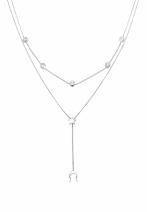 Elli Gliederkette »Halbmond Stern Kristalle Silber«