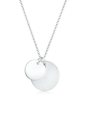 Elli Kette mit Anhänger »Duo Erbskette Plättchen Kreis Brushed 925 Silber«