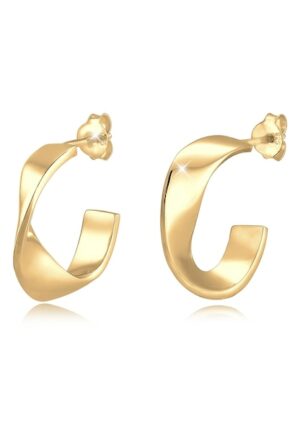 Elli Paar Creolen »Creolen Hänger Basic Geo Gedreht Twist 925 Silber«
