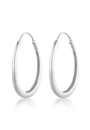 Elli Paar Creolen »Creolen Hänger Oval Geo Basic Trend Big 925 Silber«