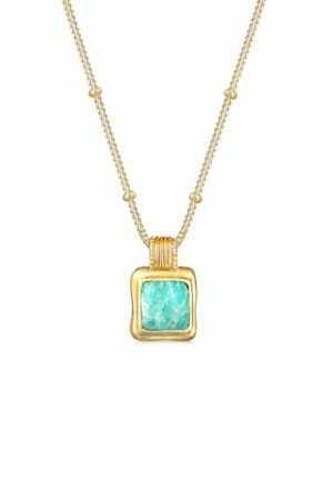 Elli Premium Collierkettchen »Amazonit Cabochon Kugelkette Vintage 925 Silber«
