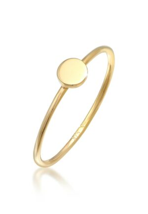 Elli Premium Fingerring »Plättchen Runde Form Statement 375 Gelbgold«