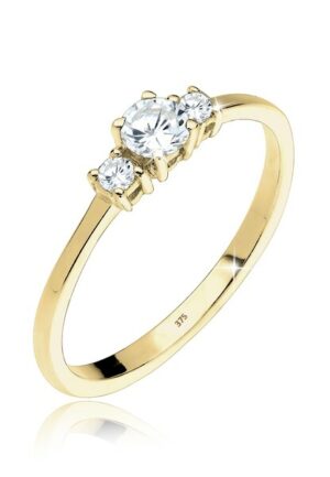 Elli Premium Fingerring »Trio Zirkonia 375 Gelbgold«