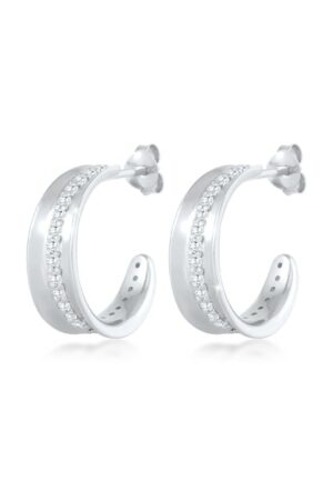 Elli Premium Paar Creolen »Creolen Stecker Zirkonia Elegant 925 Silber«