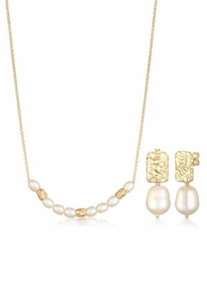 Elli Premium Schmuckset »Süßwasserperlen Barock Elegant 2er Set 925 Silber«