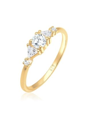 Elli Premium Verlobungsring »Verlobung Zirkonia Dreieck Funkelnd 925 Silber«