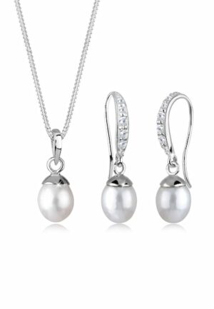 Elli Schmuckset »Perle Zirkonia 925 Sterling Silber«