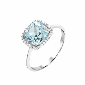 Fascination by Ellen K. Fingerring »375 Gold weiß Topas blau Zirkonia weiß«