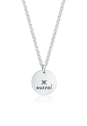 Kuzzoi Lange Kette »Herren mit Coin Anhänger Massiv matt 925 Silber«
