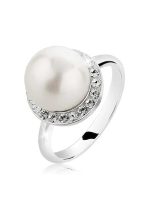 Nenalina Perlenring »Muschelkern-Perle Kristalle 925 Silber«
