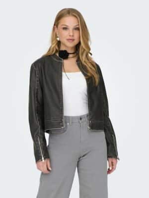 ONLY Lederjacke »ONLMINDY FAUX LEATHER WASHED JACKET OTW«