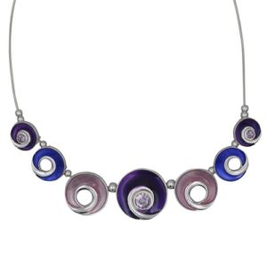 Steuer Lange Kette »Metallcollier silberfarben mit 7 Anhängern lilatöne«