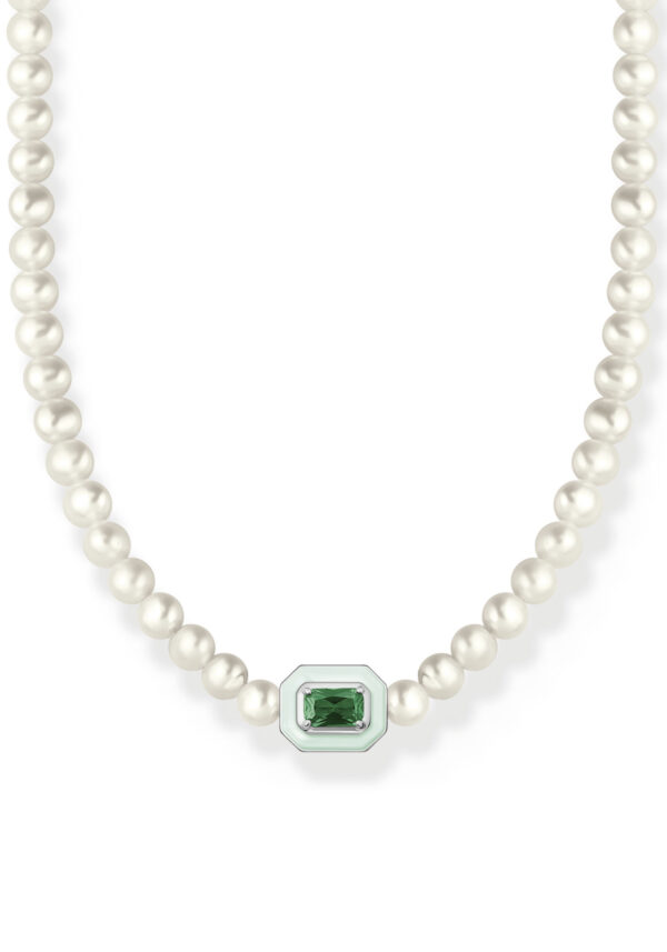 THOMAS SABO Choker »Choker Perlen mit grünem Stein