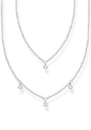 THOMAS SABO Kette mit Anhänger »doppel weiße Steine silber