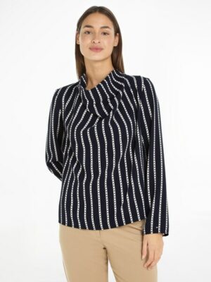 Tommy Hilfiger Blusentop »ARGYLE STRIPE COWL NECK BLOUSE«